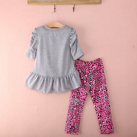 GIRLS KITTEN CHEETAH PRINT OUTFIT - Picture 2 of 6